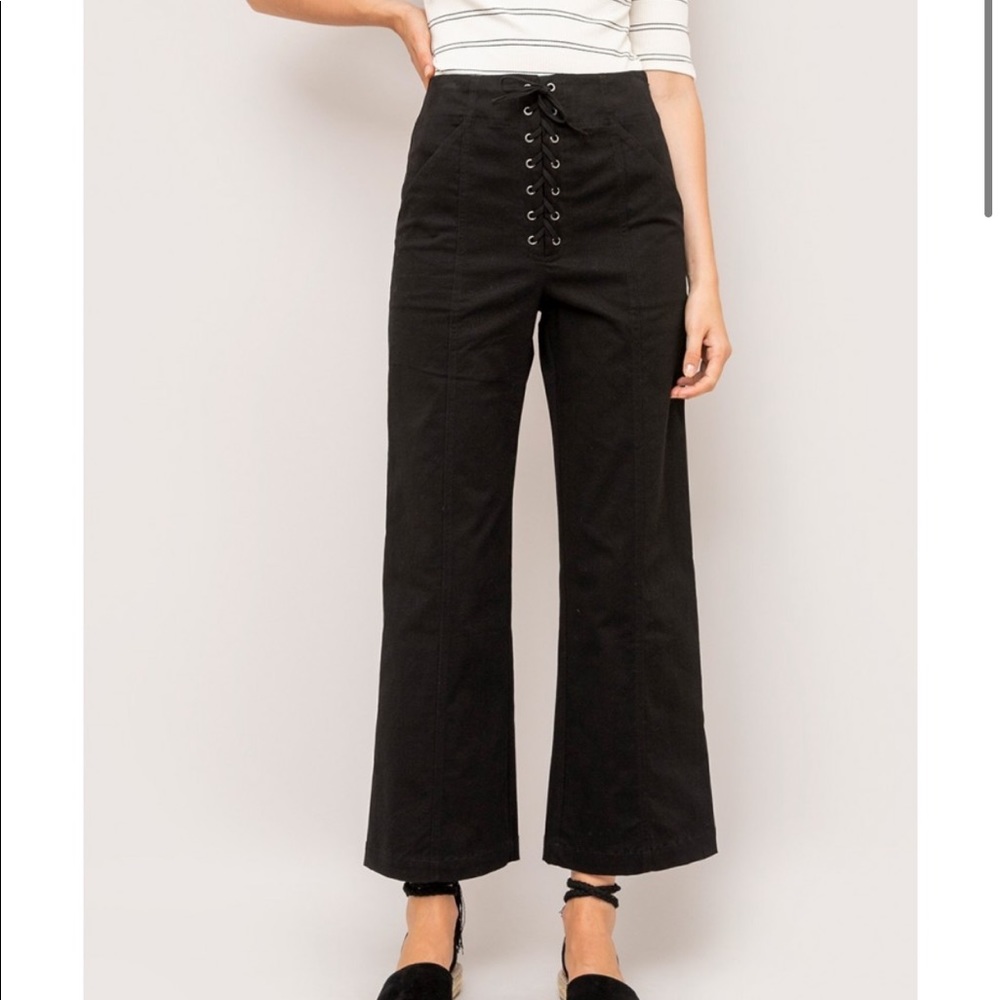 ASTR black flare lace up pants